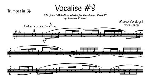 🎺🎺 [TRUMPET VOCALISE ETUDE] Marcos Bordogni Vocalise for Trumpet #09 (Demo Solo and play-along)