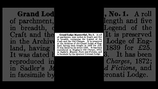 Grand Lodge Manuscript, No.1 1914 Edition: Encyclopedia of Freemasonry By Albert G. Mackey