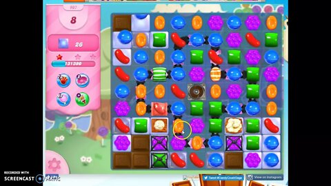 Candy Crush Level 907 Audio Talkthrough, 1 Star 0 Boosters