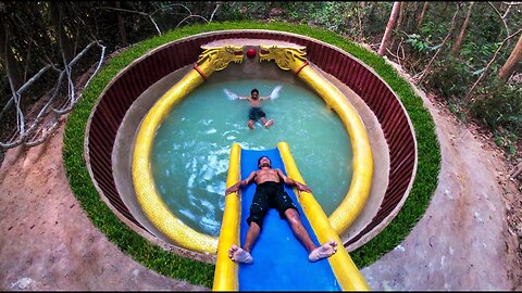 25 Days Building The Most Amazing Underground Water Slide To Temple Dragon Pool