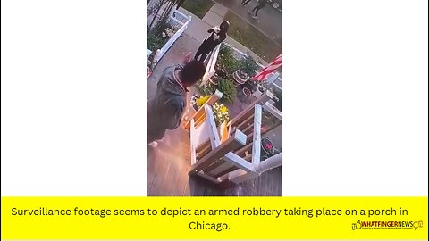 Surveillance footage seems to depict an armed robbery taking place on a porch in Chicago.