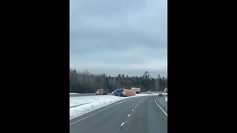 Truck In Ditch On Highway 2 New Brunswick