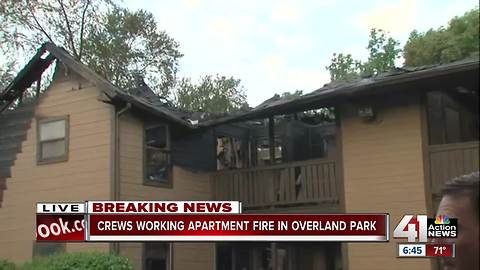 Crews battle two-alarm apartment fire in Overland Park