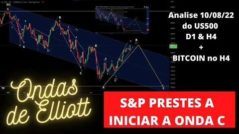 S&P 500 + BITCOIN NO DIARIO E H4 | ONDAS DE ELLIOTT