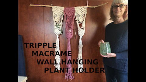 Tripple Macrame Wall Hanging Planter