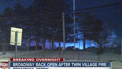 Fire at Twin Village recycling closed Broadway overnight