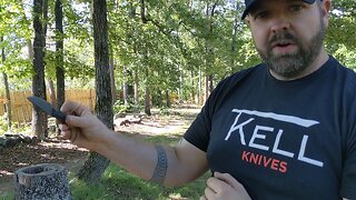 New T.Kell 'Night Stalker' knife slashing demo. EDC, tactical, concealed carry, Nickel Boron, 1095