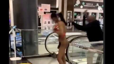 Naked Shoplifter Gets Clobbered By Metal Rack