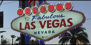 Vegas welcome sign turns purple raising domestic violence awareness
