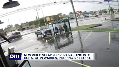 New video shows driver crashing into bus stop in Warren, injuring six people