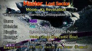 Destiny 2 Master Lost Sector: Moon - K1 Revelation 5-15-22