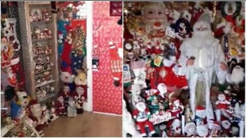 Man decorates house with over 300 Santas!