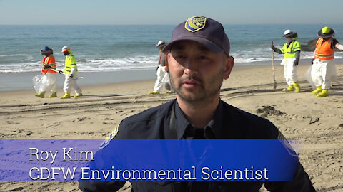 CDFW Environmental Scientist Roy Kim talks about the Shoreline Cleanup