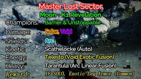 Destiny 2 Master Lost Sector: The Moon - K1 Revelation 12-9-21