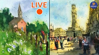 Live #19.5 - Watercolour Workshop: Loose Landscape and Belfry of Bruges