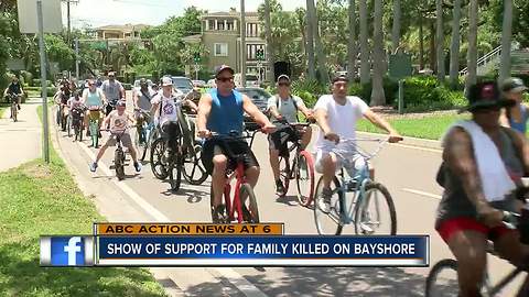 Bicyclists pedal on Bayshore in support of street racing victims