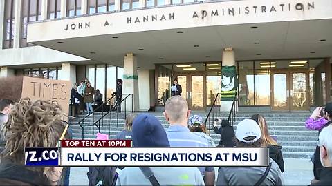 Rally calls for resignations of Engler, Board of Trustees at Michigan State University