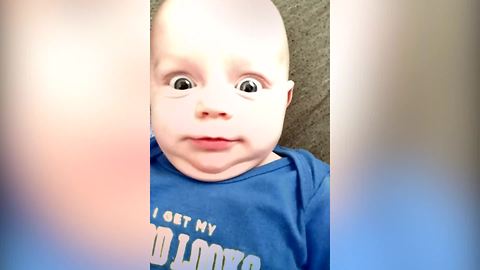 Baby Boy Makes Faces When He Hears a New Sound
