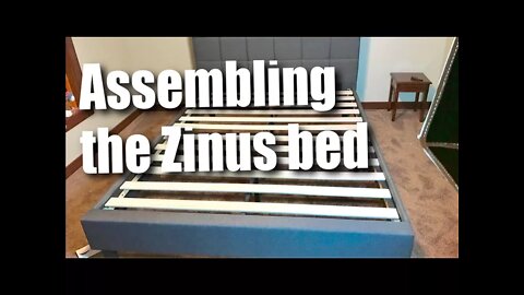 How to setup a Zinus Dark Gray Upholstered Square Stitched Queen sized Platform Bed and Review
