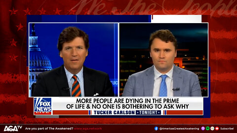 Tucker Carlson and Charlie Kirk discuss life insurance CEO report 40% increase in deaths ages 18-64