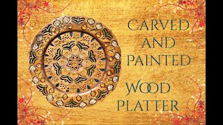 Carved and Painted Wood Platter