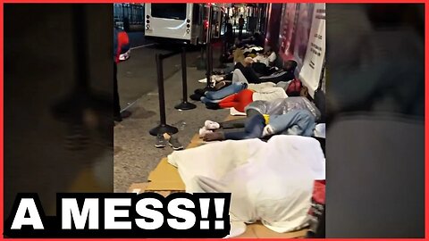 🚨Shocking Video Shows Illegal Migrants Sleeping On The Streets In NYC "Shelters System Is Down"