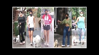 Khushi Kapoor, Malaika Arora & Other Celebs Snapped With Their Pet Dog In The City