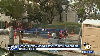 Crews rescue man who fell into 30-foot trench at UCSD