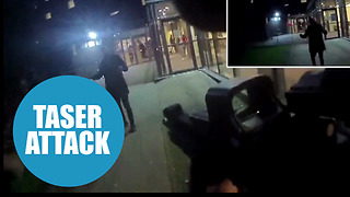 Footage shows firearms officers disarming knifeman with taser