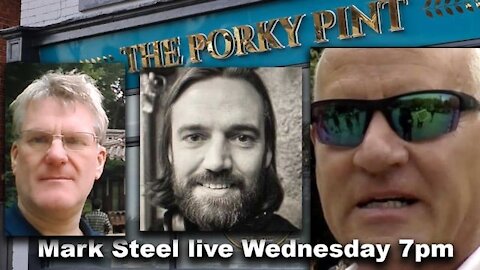 Mark Steele and Paul Henderson speaking at the Porky Pint