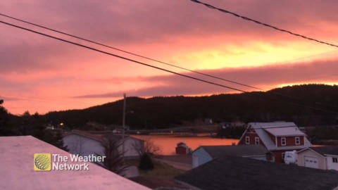 Timelapse: Scenic sunrise turns the sky pink