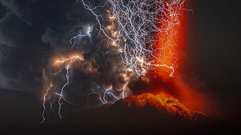Ruang Volcano: Spectacular Paroxysm With Ash To 63,000ft, Volcanic Lightning - M9.5 Solar Flare