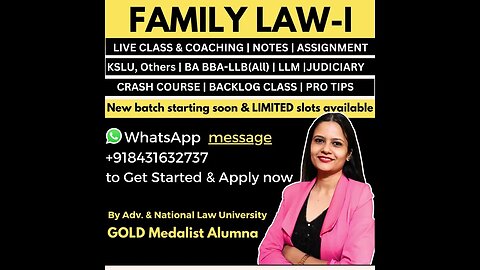 FAMILY LAW 1 Hindu Law online live coaching class for LL.B. students KSLU KLE all other Universities