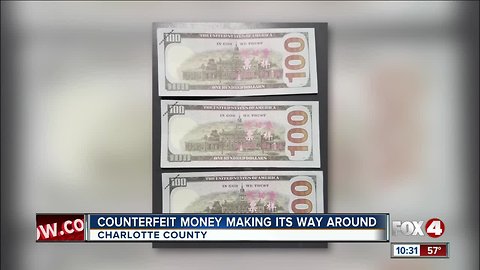 Counterfeit 'training money' found in Charlotte County