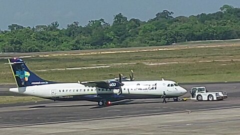 ATR72-600 PR-AKN no pushback antes de decolar de Manaus para Eirunepé