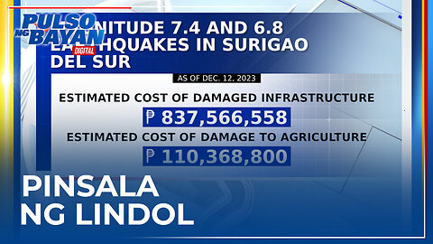 Halaga ng pinsala ng lindol sa Surigao del Sur, pumalo na sa halos P1-B ayon sa NDRRMC