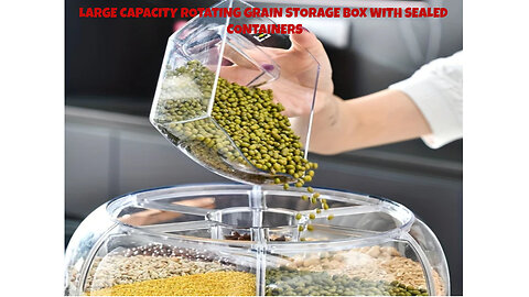 Rotating Grain Dispenser | Large Capacity Rotating Grain Storage Box with Sealed Containers