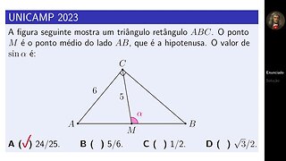 unicamp 2023 ~ problema de geometria (lei dos senos)