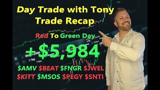 Day Trade With Tony Trade Recap +$5,984 GREEN Day. Trading 8 Stocks
