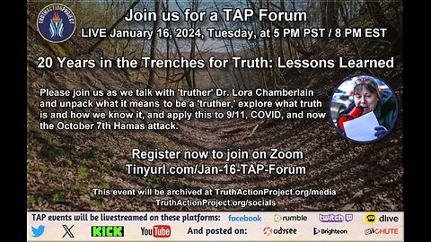 TAP Forum: 20 Years in the Trenches for Truth and Lessons Learned