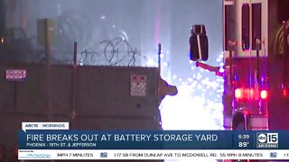 Battery storage yard catches fire in Phoenix