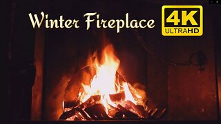 Winter Fireplace 4K - Relaxing Fireplace Sounds with Burning Logs (No Music)