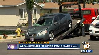 Woman sentenced for driving drunk & killing a man