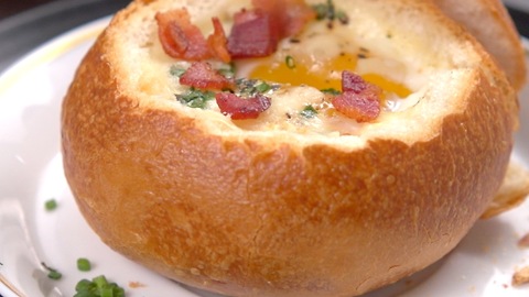 Baked Eggs In Bread Bowls