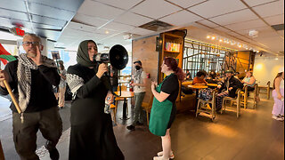 Pro-Palestine Protesters Enter Starbucks in Ann Arbor, Michigan