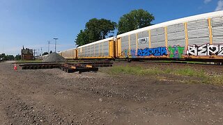 T&OC Rail Station Bucyrus OH. Norfolk Southern auto rack heading north