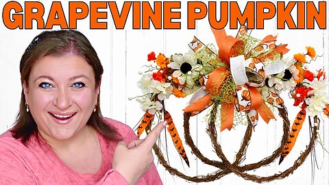 How to make GRAPEVINE PUMPKIN Wreath FUNKY BOW Tutorial