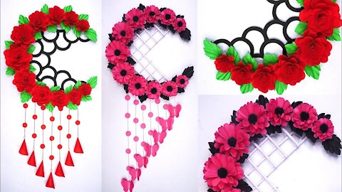 Paper craft wall hangings | Easy paper flower wall decor | Home decor ideas | DIY room decoration
