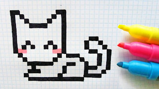 how to Draw cute cat - Hello Pixel Art by Garbi KW