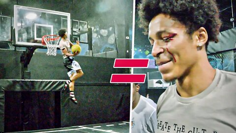 He CUT His EYE Open ON The RIM In Slamball DUNK Contest...